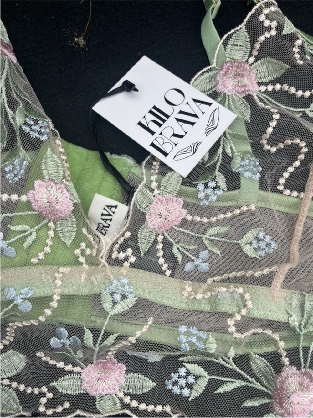 Kilo Brava Green Floral Embroidered Lace Bra